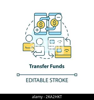 funds transfer line icon, outline symbol, vector illustration, concept ...