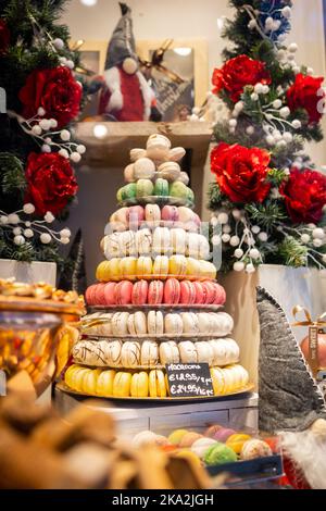 Pile of multi coloured macarons Stock Photo
