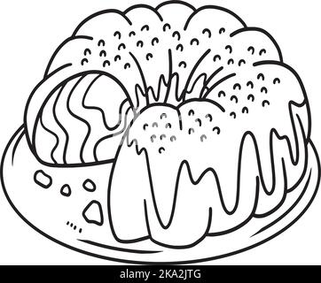 Cake Isolated Coloring Page for Kids Stock Vector