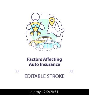 Factors affecting auto insurance concept icon Stock Vector