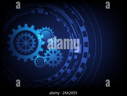 Gear wheel and circuit board on futuristic technology background. Vector illustration. Stock Vector