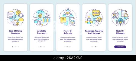 Choose right insurance company onboarding mobile app screen Stock Vector