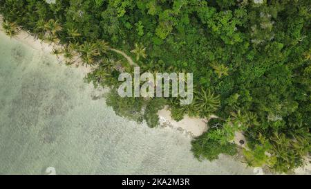 An aerial view of Paradies Beach in the National Park of Cahuita, Costa Rica Stock Photo