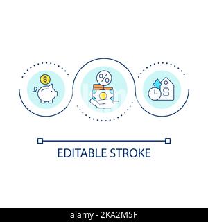 Saving money for mortgage deposit loop concept icon Stock Vector
