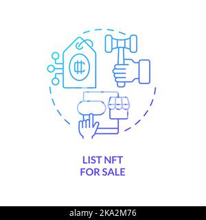 List NFT for sale blue gradient concept icon Stock Vector