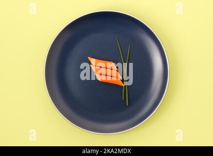 Abstract with red lentil penne on blue plate Stock Photo