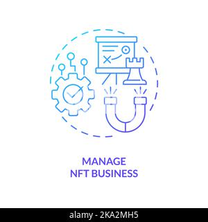 Manage NFT business blue gradient concept icon Stock Vector