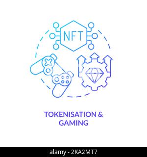 Tokenisation and gaming blue gradient concept icon Stock Vector