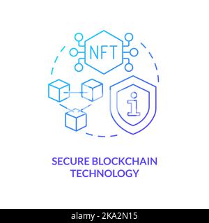 Secure blockchain technology blue gradient concept icon Stock Vector
