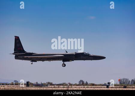 The U2 Dragon Lady spy plane makes a rare appearnce at the 2022 Miramar Airshow in San Diego, California. Stock Photo