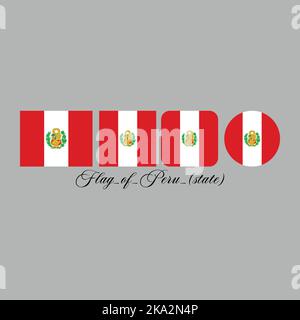 flag of peru state nation design artwork with different style. Editable, resizable, EPS 10, vector illustration. Stock Vector