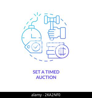 Setup timed auction blue gradient concept icon Stock Vector