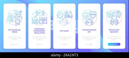 Promising NFT trends blue gradient onboarding mobile app screen Stock Vector