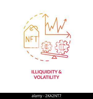 Illiquidity and volatility red gradient concept icon Stock Vector