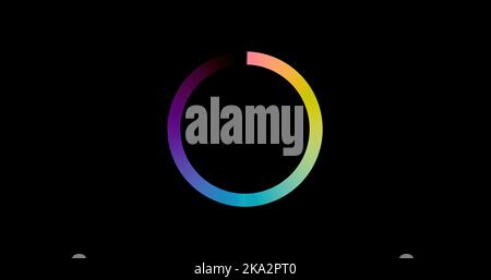 Colourized loading screen circle on black background Stock Photo