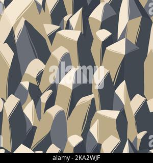 Stone mountains cliffs seamless pattern. Rocky landscape background. Vector Stock Vector