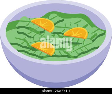Green soup icon isometric vector. Food pilaf. Menu bread Stock Vector