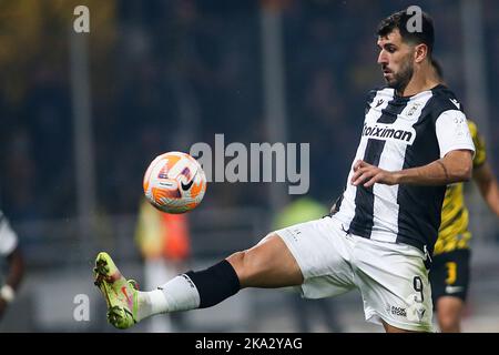 Athens, Greece. 30th Oct, 2022. PAOK FC player controls the ball during a soccer match between AEK FC and PAOK FC. Greek superleague soccer game between AEK FC and PAOK FC. (Credit Image: © Giannis Papanikos/ZUMA Press Wire) Stock Photo