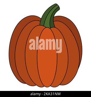 Pumpkin. Delicious vegetable. Colored vector illustration. Isolated white background. Cartoon style. Vegan food. Orange vegetable. Harvesting. Stock Vector