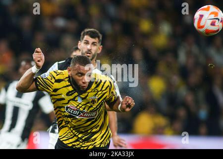 Athens, Greece. 30th Oct, 2022. AEK FC player Harold Moukoudi in action during a soccer match between AEK FC and PAOK FC. Greek superleague soccer game between AEK FC and PAOK FC. (Credit Image: © Giannis Papanikos/ZUMA Press Wire) Stock Photo