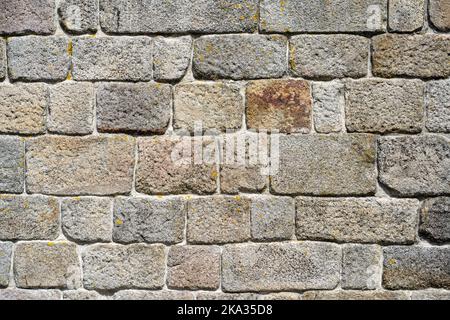 Stone wall, texture of old brown, gray wall panoramic backgound Stock Photo