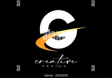 G Letter Logo Design with Creative Golden Swoosh. Letter g Initial icon with curved shape vector illustration. Stock Vector