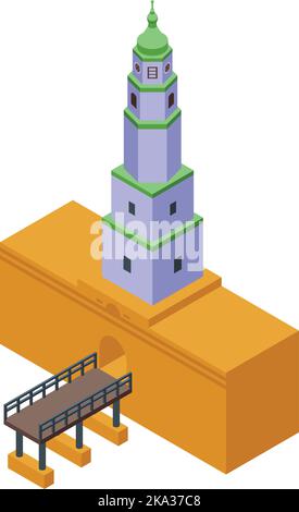 City tower icon isometric vector. Serbia travel. National country Stock Vector