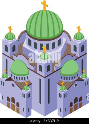Serbia cathedral icon isometric vector. Travel map. Nation city Stock Vector