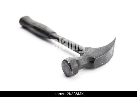 Aged claw hammer isolated on white background. Carpenter tool Stock Photo