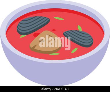 Red soup icon isometric vector. Balkan food. Dinner sauce Stock Vector