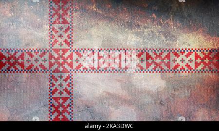 retro flag of Baltic Finns Setos with grunge texture. flag representing ethnic group or culture, regional authorities. no flagpole. Plane design, layo Stock Photo