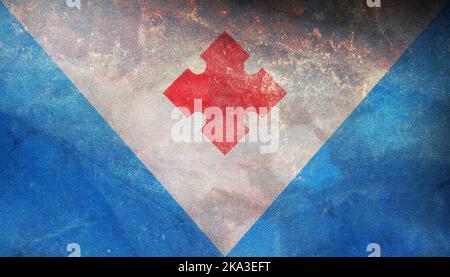 retro flag of Baltic Finns Votes with grunge texture. flag representing ethnic group or culture, regional authorities. no flagpole. Plane design, layo Stock Photo