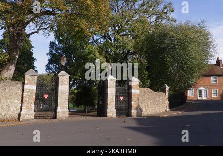 Rye Gate entrance to the Castle Park in Colchester, Essex. This entrance is near to where one of the gates in the Roman wall would have been. Stock Photo