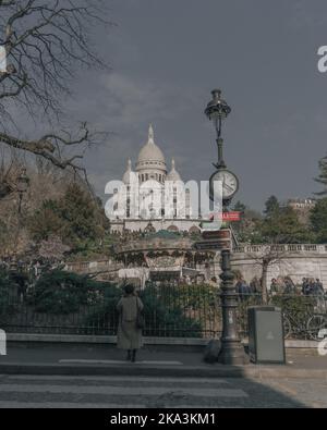 A view of Sacre-Coeur in Montmarte, Paris, France on a gloomy day Stock Photo