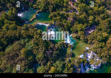 Aerial view on the Skradinski Buk waterfall in Krka national park in Croatia Stock Photo