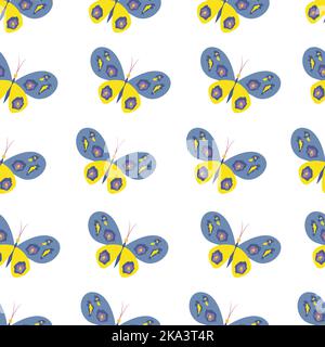Bright butterflies seamless pattern. Insects with wings. Vector illustration Stock Vector