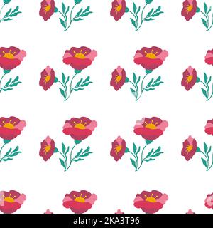Floral seamless pattern, red and pink poppies. Vector illustration Stock Vector