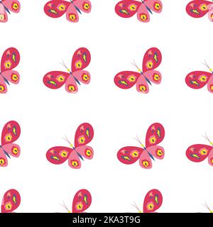Bright butterflies seamless pattern. Insects with wings. Vector illustration Stock Vector
