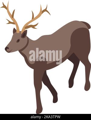 Alaska deer icon isometric vector. Nature map. North scenery Stock Vector