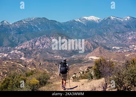 Looking out at Mount Baden-Powell and the San Gabriel Mountains, Pacific Crest Trail, Wrightwood, California, USA Stock Photo