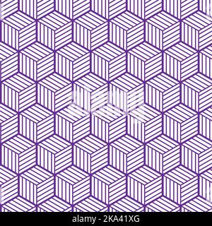 pattern of geometric repeating shapes. Cubes with purple edges. Vector seamless layout. Stock Vector