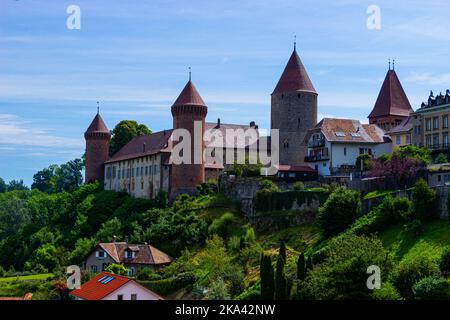 A beautiful shot of the exterior design of Nuremberg Fortress surrounded with nature Stock Photo