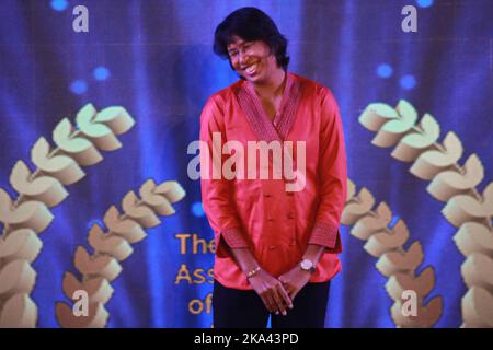 Kolkata, India. 29th Oct, 2022. (10/29/2022) Former Indian Women Cricketer Jhulan Goswami during CAB annual award Ceremony at the Netaji Indoor Stadium in Kolkata, India on October 29, 2022. (Photo by Dipa Chakraborty/Pacific Press/Sipa USA) Credit: Sipa USA/Alamy Live News Stock Photo