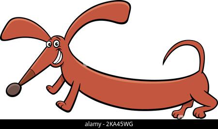 Cartoon illustration of funny purebred dachshund dog comic animal character Stock Vector