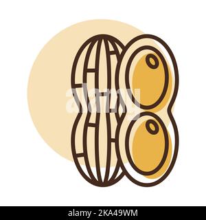 Peanut isolated design vector icon. Vegetable sign. Graph symbol for food and drinks web site, apps design, mobile apps and print media, logo, UI Stock Vector