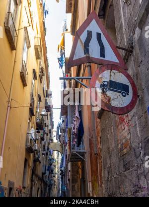 narrow street historic centre Naples Italy Stock Photo