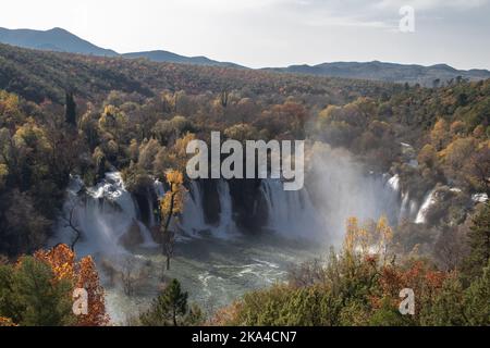 Waterfall Kravice, located in Southern part of Bosnia and Hercegovina, perfect picnic and hiking place for holiday Stock Photo