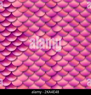 Realistic seamless pattern of pink tail scales of a fairy tale mermaid, siren. Fish scale seamless texture vector Stock Vector