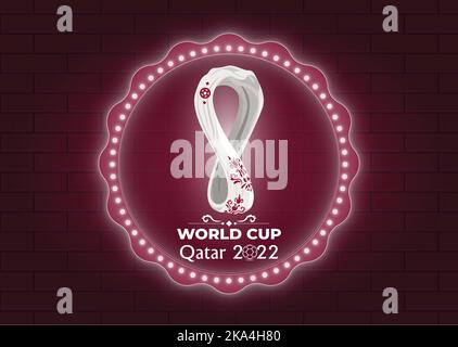 Soccer World Cup Logo in Dark Neon Background Stock Vector