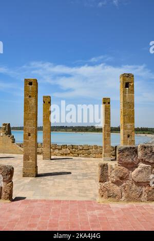 The ruins of an old factory for processing caught tuna. In the marine reserve of Vendicari, Italy. Stock Photo